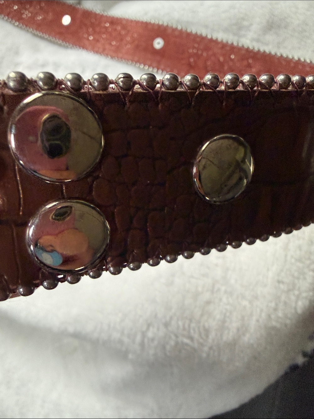 Western Belt with Silver Accents NO Buckle - Picture 3 of 7